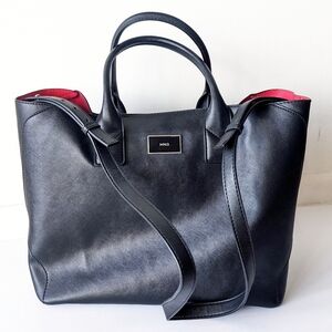 Mango Black Red Convertible Detachable Strap Tote Bag Purse